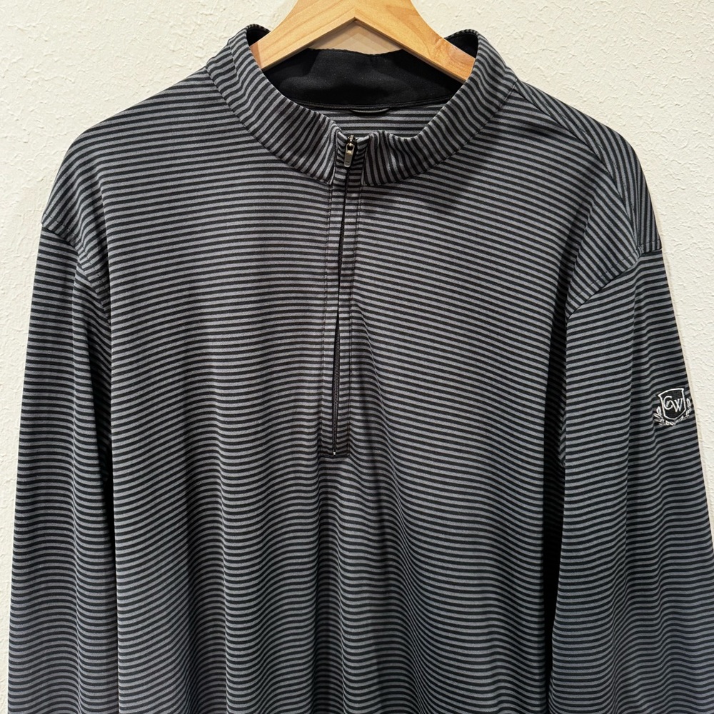 Donald Ross Quarter Zip, Black and Grey Stripes, Carlton Woods, XL